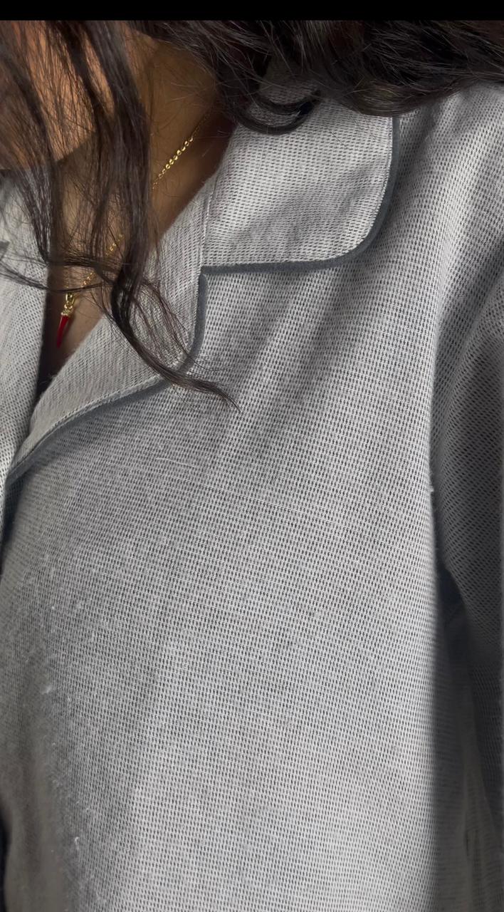 Ash Grey Button-Down Night Dress