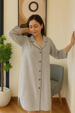 Ash Grey Button-Down Night Dress