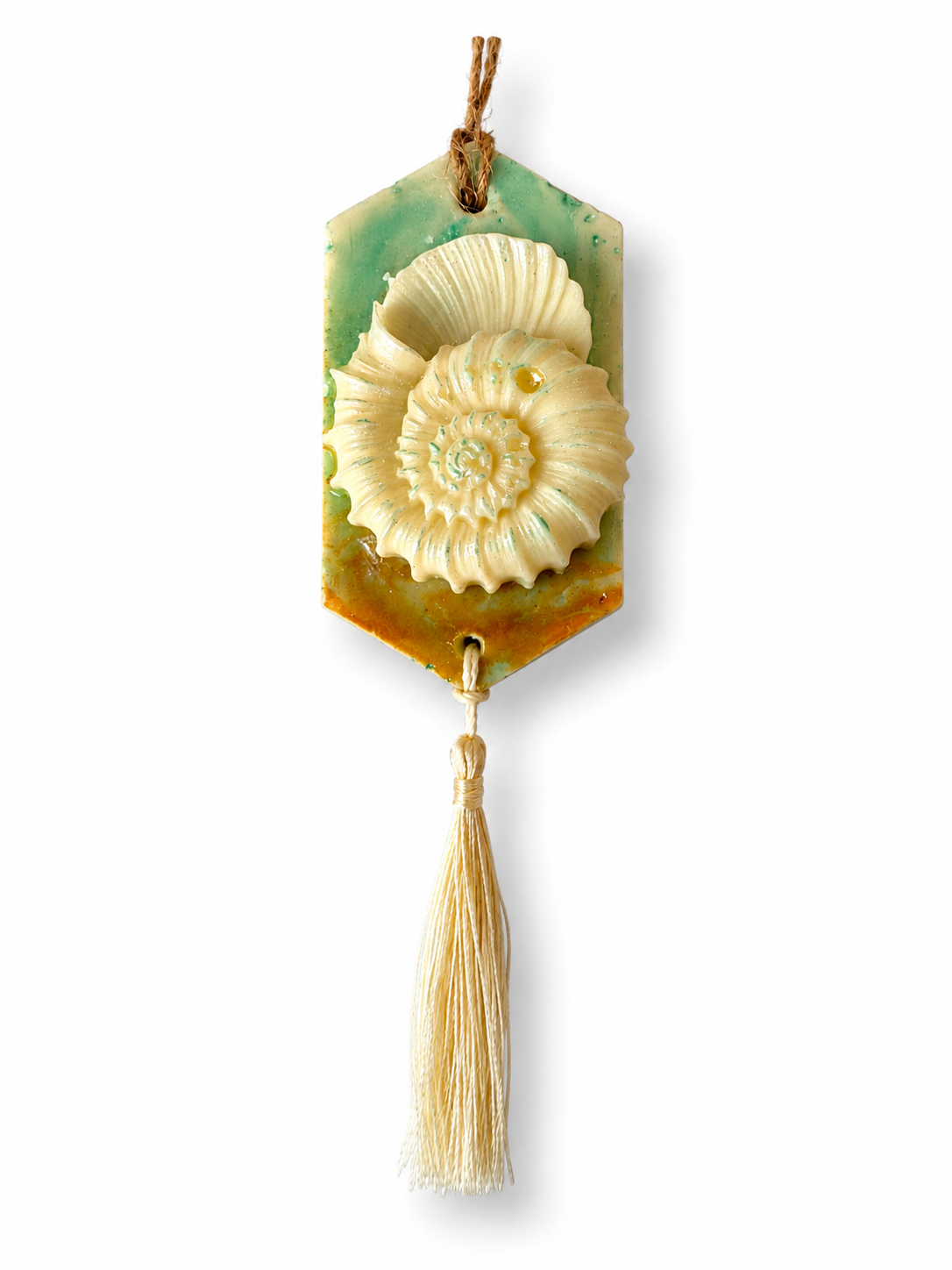 Aqua & Amber Seashell Aromatic Wax Tag