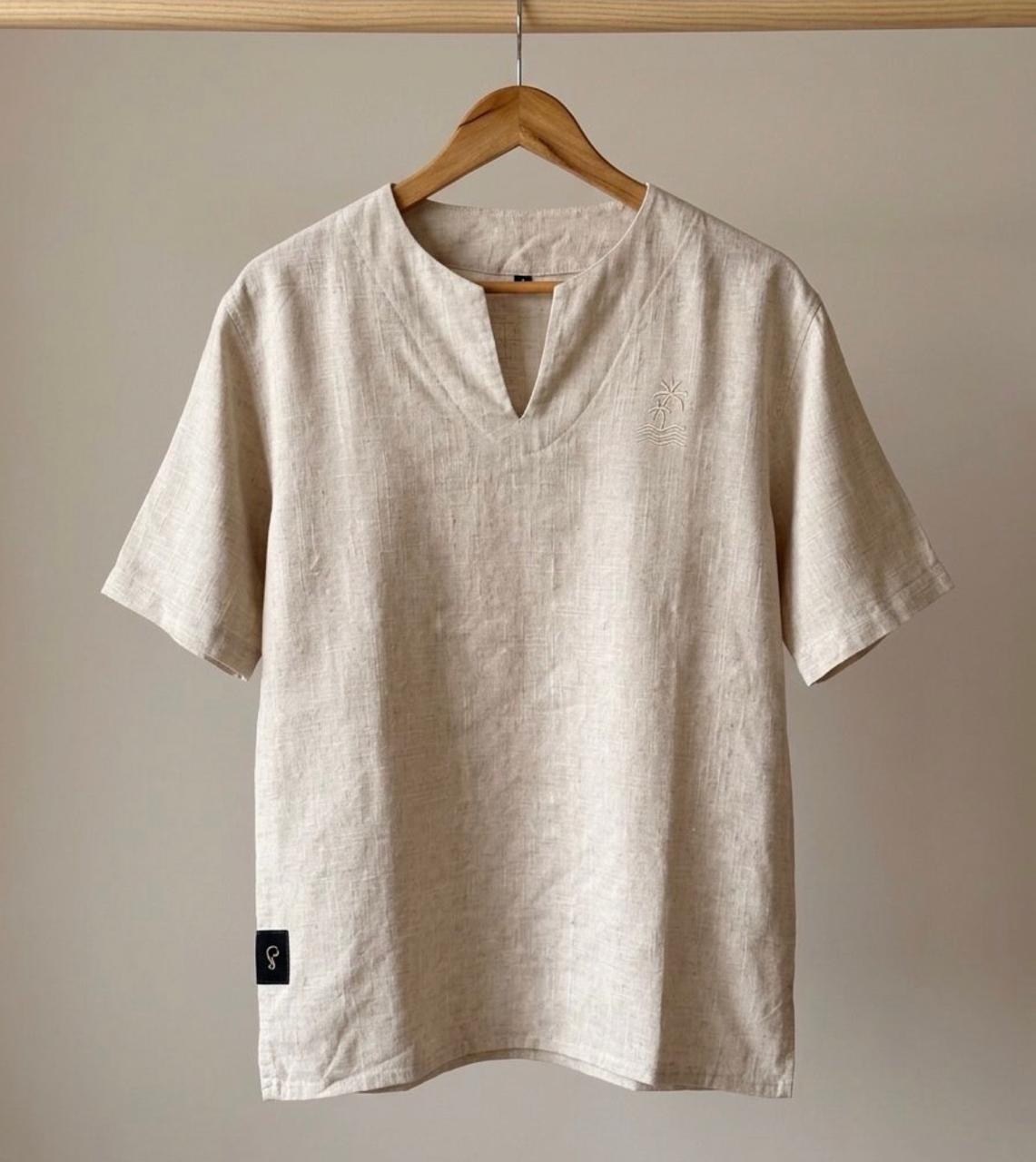 Beige Men's Linen Shirt