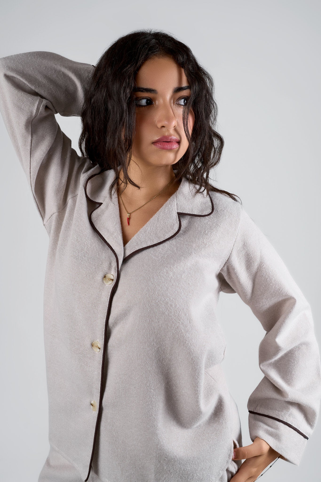 Premium Beige Winter Lounge Pajama Set