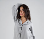 Ash Grey Button-Down Night Dress