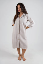 Sand Beige Button-Down Night Dress