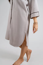 Sand Beige Button-Down Night Dress
