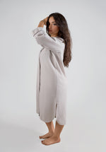 Sand Beige Button-Down Night Dress