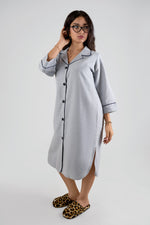 Ash Blue Botton-Down Night Dress