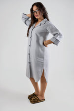 Ash Blue Botton-Down Night Dress