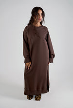 Brown Cozy Long Lounge Dress Winter Essential