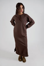 Brown Cozy Long Lounge Dress Winter Essential