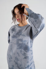 Cloud Grey Tie-Dye Sweatshirt Dress