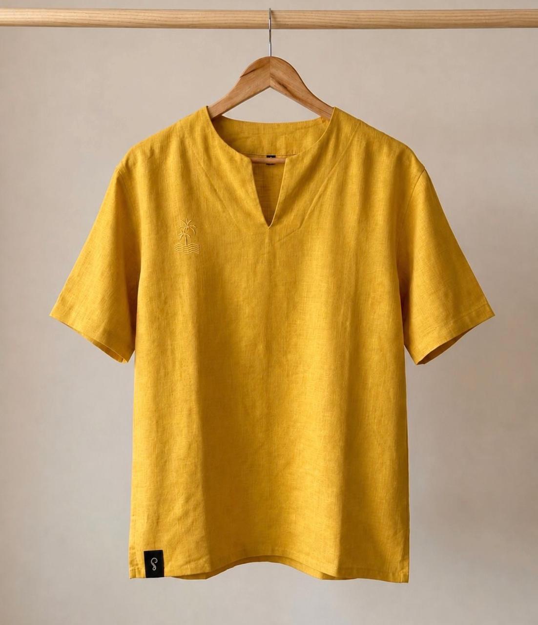 Mustard Men's Linen Shirt