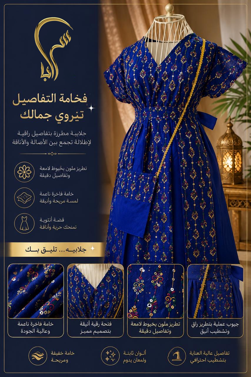 Royal Blue with Gold Details Kids Dress