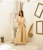 Champagne Satin Pajama Set with Matching Robe