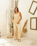 Champagne Satin Pajama Set with Matching Robe