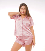 Pink Satin Short Pajama Set