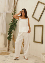 Sleeveless White Satin Pajama Set with Robe