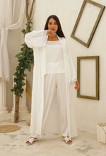 Long Full Length White Silky Satin Warm Wrap Robe