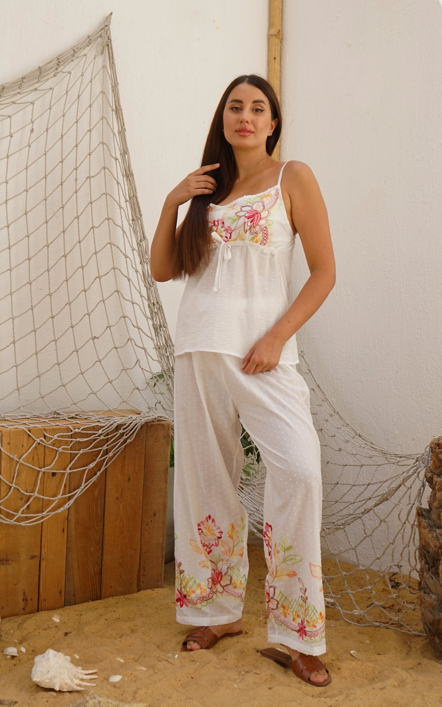 Sleeveless Floral Cotton Pajama Set