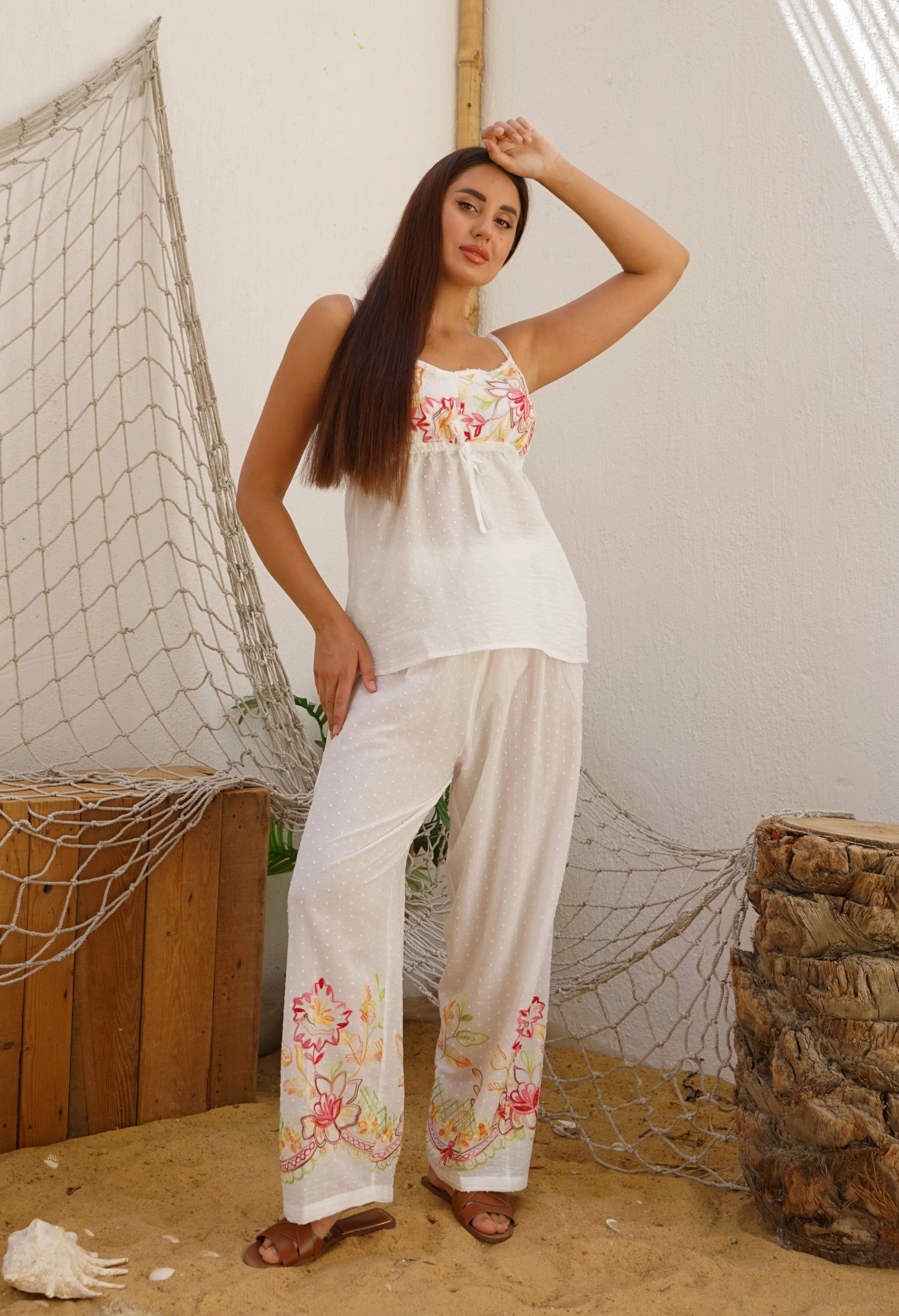 Sleeveless Floral Cotton Pajama Set