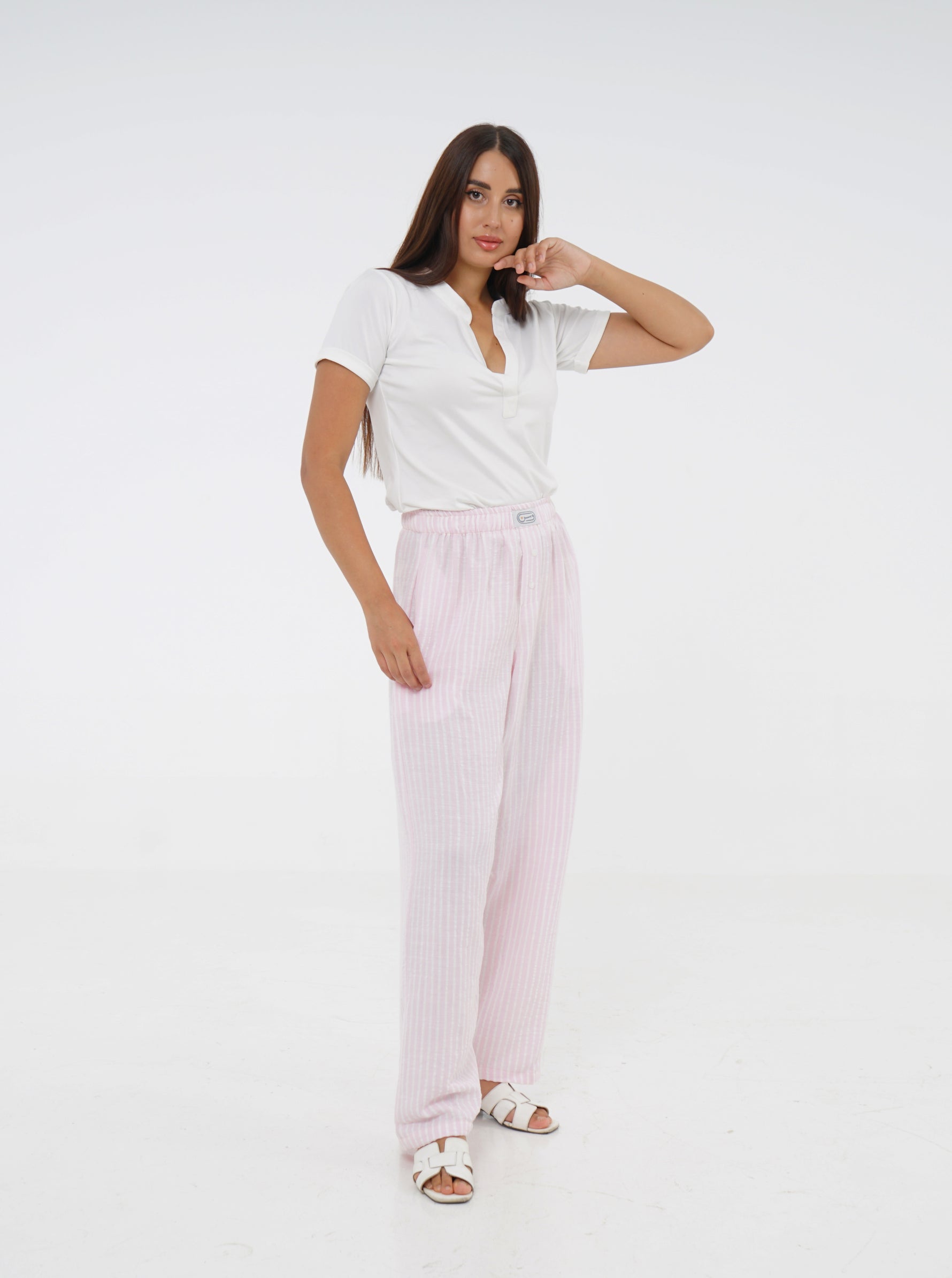 Pink Striped Pajama Pants