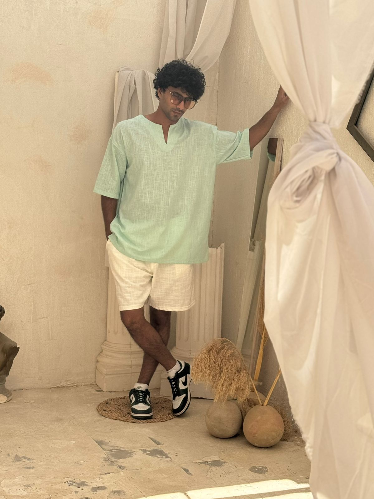 Aqua Men's Linen Shirt