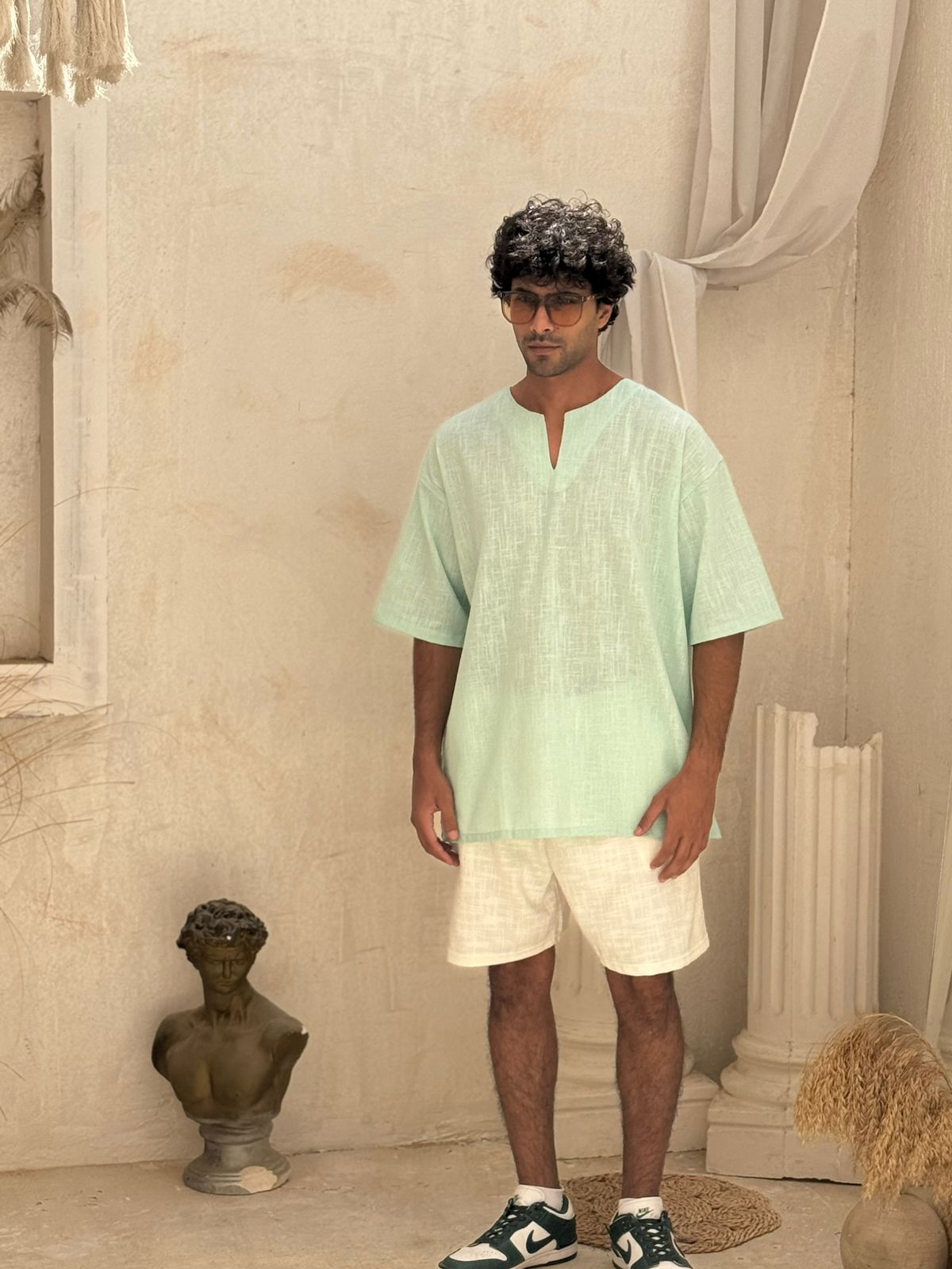 Aqua Men's Linen Shirt